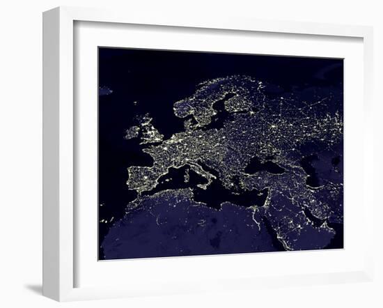 Europe At Night, Satellite Image-null-Framed Photographic Print