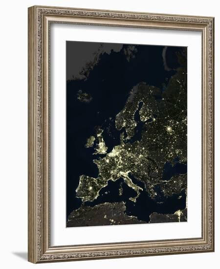 Europe At Night, Satellite Image-PLANETOBSERVER-Framed Photographic Print