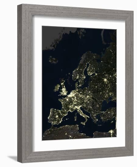 Europe At Night, Satellite Image-PLANETOBSERVER-Framed Photographic Print