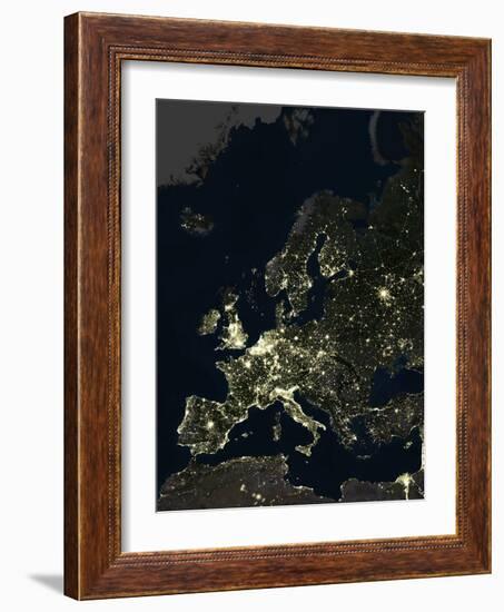 Europe At Night, Satellite Image-PLANETOBSERVER-Framed Photographic Print