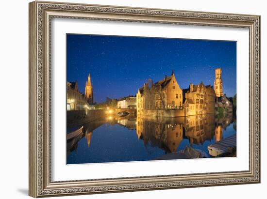 Europe, Belgium, Brugge - Rozenhoedkaai Under The Stars-Aliaume Chapelle-Framed Photographic Print