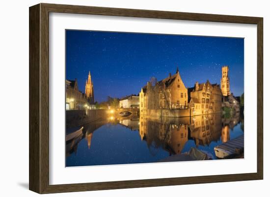 Europe, Belgium, Brugge - Rozenhoedkaai Under The Stars-Aliaume Chapelle-Framed Photographic Print