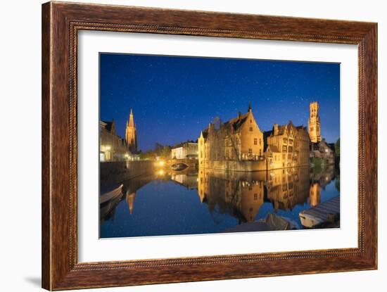 Europe, Belgium, Brugge - Rozenhoedkaai Under The Stars-Aliaume Chapelle-Framed Photographic Print