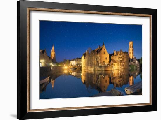 Europe, Belgium, Brugge - Rozenhoedkaai Under The Stars-Aliaume Chapelle-Framed Photographic Print