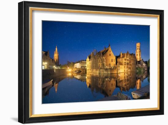 Europe, Belgium, Brugge - Rozenhoedkaai Under The Stars-Aliaume Chapelle-Framed Photographic Print