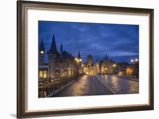 Europe, Belgium, Gent, View From The Bridge St. Michiels On The Church St. Nicolas And The Belfry-Aliaume Chapelle-Framed Photographic Print