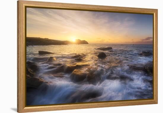 Europe, France, Brittany - Waves Crashing On The Rocks Of The Brittain Coastline At Sunset-Aliaume Chapelle-Framed Premier Image Canvas