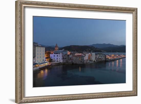 Europe, France, Corsica, Saint Florent, Harbour and Houses at Dusk-Gerhard Wild-Framed Photographic Print