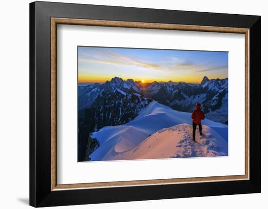 Europe, France, Haute Savoie, Rhone Alps, Chamonix, Aiguille Du Midi Snow Arete, Sunrise (Mr)-Christian Kober-Framed Photographic Print