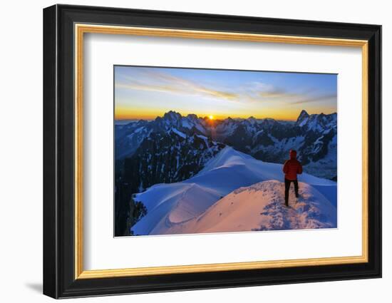 Europe, France, Haute Savoie, Rhone Alps, Chamonix, Aiguille Du Midi Snow Arete, Sunrise (Mr)-Christian Kober-Framed Photographic Print
