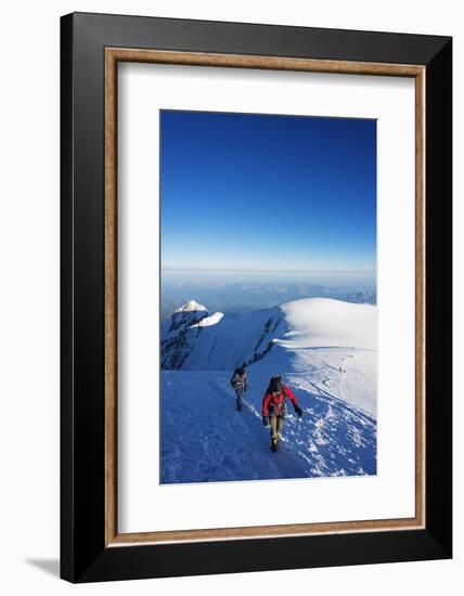 Europe, France, Haute Savoie, Rhone Alps, Chamonix Valley, Mont Blanc, Climbers on Mt Blanc-Christian Kober-Framed Photographic Print