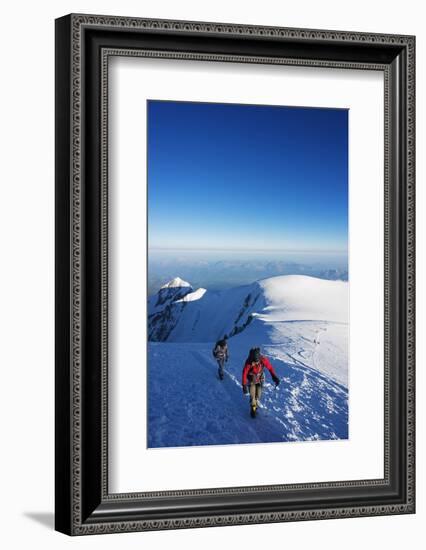 Europe, France, Haute Savoie, Rhone Alps, Chamonix Valley, Mont Blanc, Climbers on Mt Blanc-Christian Kober-Framed Photographic Print