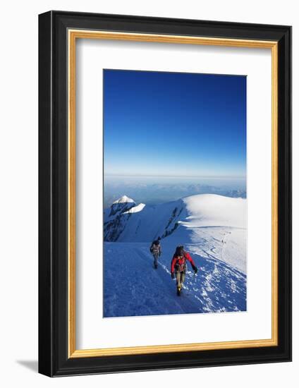 Europe, France, Haute Savoie, Rhone Alps, Chamonix Valley, Mont Blanc, Climbers on Mt Blanc-Christian Kober-Framed Photographic Print