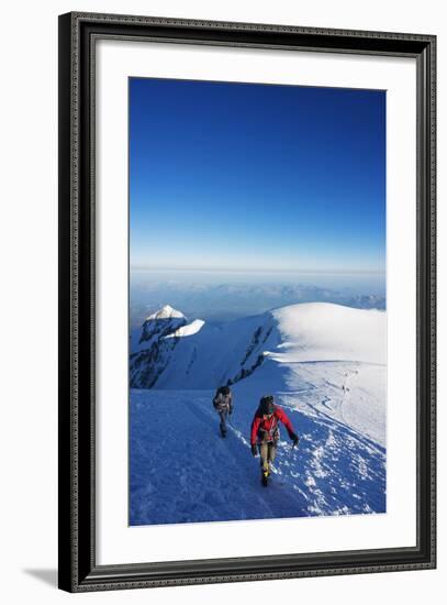 Europe, France, Haute Savoie, Rhone Alps, Chamonix Valley, Mont Blanc, Climbers on Mt Blanc-Christian Kober-Framed Photographic Print