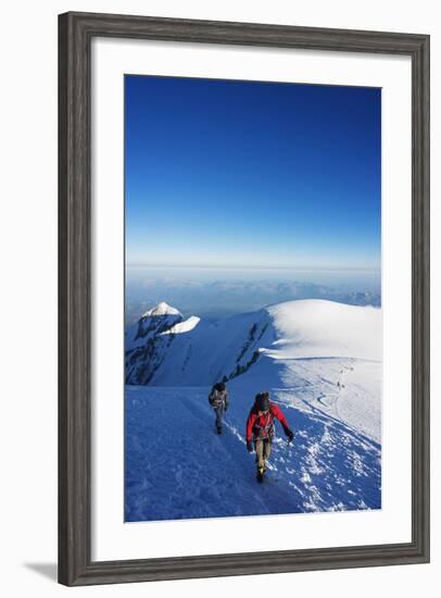 Europe, France, Haute Savoie, Rhone Alps, Chamonix Valley, Mont Blanc, Climbers on Mt Blanc-Christian Kober-Framed Photographic Print