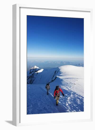 Europe, France, Haute Savoie, Rhone Alps, Chamonix Valley, Mont Blanc, Climbers on Mt Blanc-Christian Kober-Framed Photographic Print