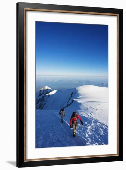 Europe, France, Haute Savoie, Rhone Alps, Chamonix Valley, Mont Blanc, Climbers on Mt Blanc-Christian Kober-Framed Photographic Print