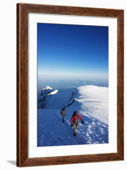 Europe, France, Haute Savoie, Rhone Alps, Chamonix Valley, Mont Blanc, Climbers on Mt Blanc-Christian Kober-Framed Photographic Print