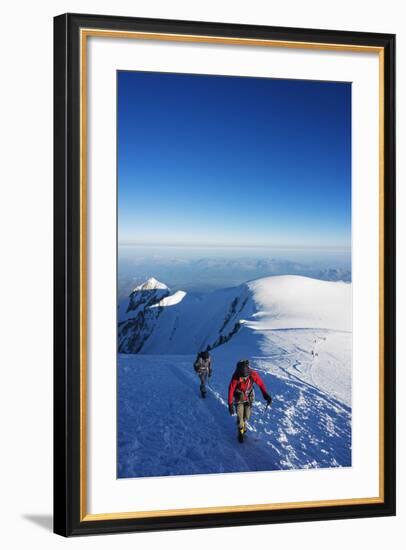 Europe, France, Haute Savoie, Rhone Alps, Chamonix Valley, Mont Blanc, Climbers on Mt Blanc-Christian Kober-Framed Photographic Print