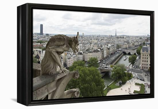 Europe, France, Paris. a Gargoyle on the Notre Dame Cathedral-Charles Sleicher-Framed Premier Image Canvas