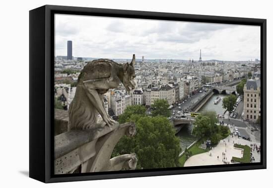 Europe, France, Paris. a Gargoyle on the Notre Dame Cathedral-Charles Sleicher-Framed Premier Image Canvas