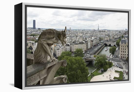 Europe, France, Paris. a Gargoyle on the Notre Dame Cathedral-Charles Sleicher-Framed Premier Image Canvas
