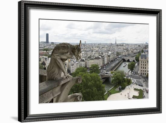 Europe, France, Paris. a Gargoyle on the Notre Dame Cathedral-Charles Sleicher-Framed Photographic Print