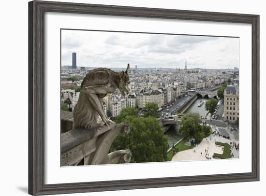 Europe, France, Paris. a Gargoyle on the Notre Dame Cathedral-Charles Sleicher-Framed Photographic Print