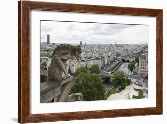 Europe, France, Paris. a Gargoyle on the Notre Dame Cathedral-Charles Sleicher-Framed Photographic Print