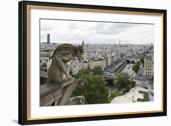 Europe, France, Paris. a Gargoyle on the Notre Dame Cathedral-Charles Sleicher-Framed Photographic Print