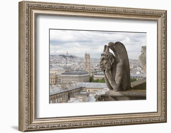 Europe, France, Paris. a Gargoyle on the Notre Dame Cathedral-Charles Sleicher-Framed Photographic Print