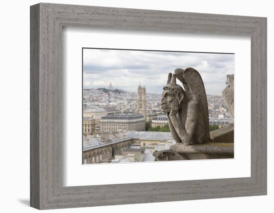 Europe, France, Paris. a Gargoyle on the Notre Dame Cathedral-Charles Sleicher-Framed Photographic Print