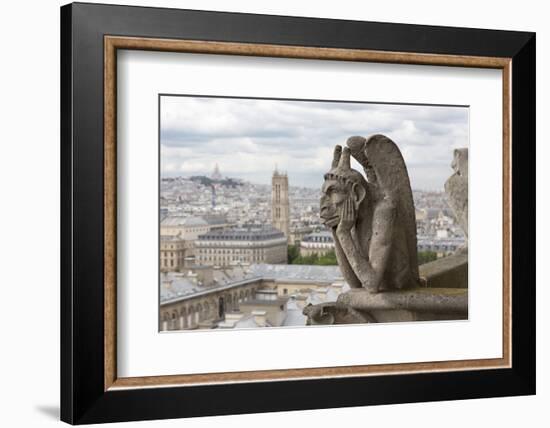 Europe, France, Paris. a Gargoyle on the Notre Dame Cathedral-Charles Sleicher-Framed Photographic Print