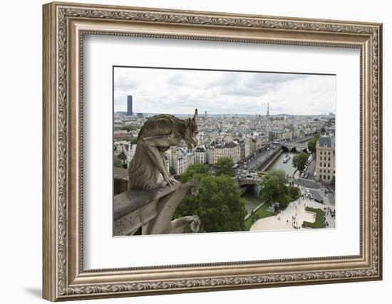 Europe, France, Paris. a Gargoyle on the Notre Dame Cathedral-Charles Sleicher-Framed Photographic Print