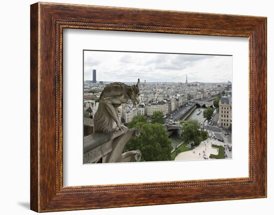 Europe, France, Paris. a Gargoyle on the Notre Dame Cathedral-Charles Sleicher-Framed Photographic Print