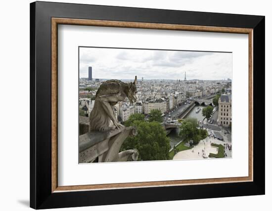 Europe, France, Paris. a Gargoyle on the Notre Dame Cathedral-Charles Sleicher-Framed Photographic Print