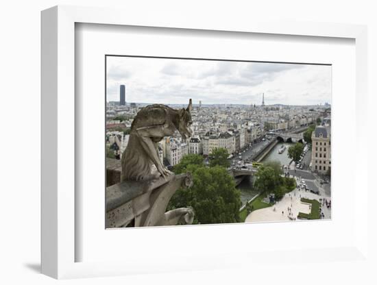 Europe, France, Paris. a Gargoyle on the Notre Dame Cathedral-Charles Sleicher-Framed Photographic Print