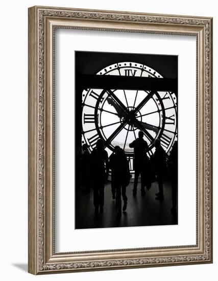 Europe, France, Paris. Clock and silhouettes at Musee D'Orsay.-Kymri Wilt-Framed Photographic Print