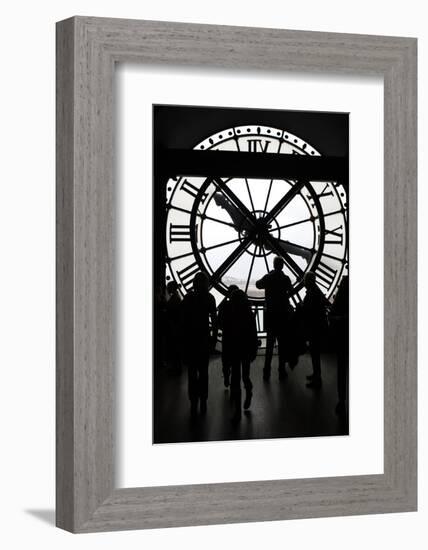 Europe, France, Paris. Clock and silhouettes at Musee D'Orsay.-Kymri Wilt-Framed Photographic Print