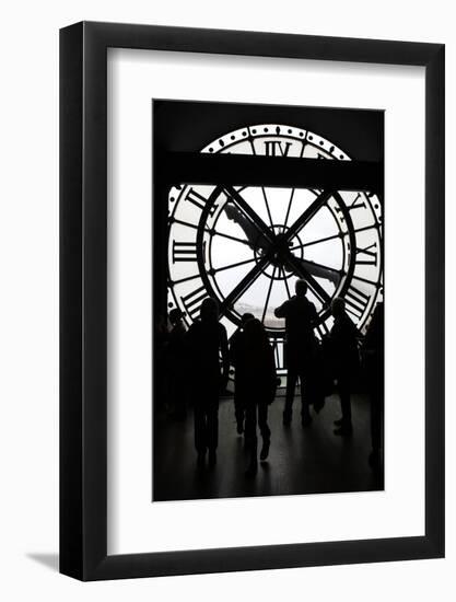 Europe, France, Paris. Clock and silhouettes at Musee D'Orsay.-Kymri Wilt-Framed Photographic Print