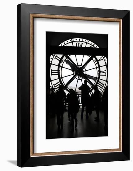 Europe, France, Paris. Clock and silhouettes at Musee D'Orsay.-Kymri Wilt-Framed Photographic Print