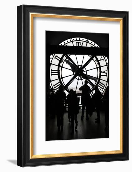 Europe, France, Paris. Clock and silhouettes at Musee D'Orsay.-Kymri Wilt-Framed Photographic Print