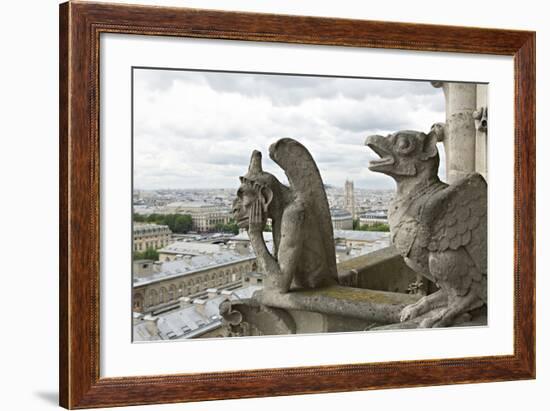 Europe, France, Paris. Two Gargoyles on the Notre Dame Cathedral-Charles Sleicher-Framed Photographic Print