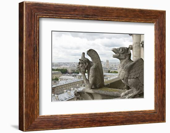 Europe, France, Paris. Two Gargoyles on the Notre Dame Cathedral-Charles Sleicher-Framed Photographic Print