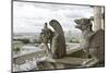 Europe, France, Paris. Two Gargoyles on the Notre Dame Cathedral-Charles Sleicher-Mounted Photographic Print