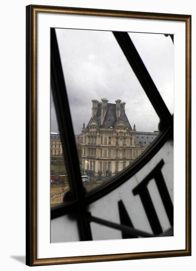 Europe, France, Paris. View of Louvre from Musee D'orsay Clock.-Kymri Wilt-Framed Photographic Print