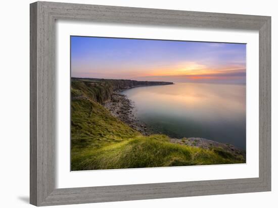 Europe, France, Pointe Du Hoc - Sunet At La Pointe Du Hoc-Aliaume Chapelle-Framed Photographic Print