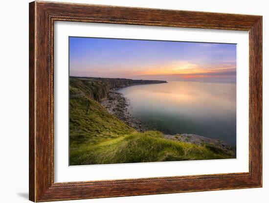 Europe, France, Pointe Du Hoc - Sunet At La Pointe Du Hoc-Aliaume Chapelle-Framed Photographic Print