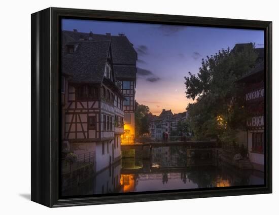 Europe, France, Strasbourg - People Watching Th Moon Rising At The Petite France-Aliaume Chapelle-Framed Premier Image Canvas