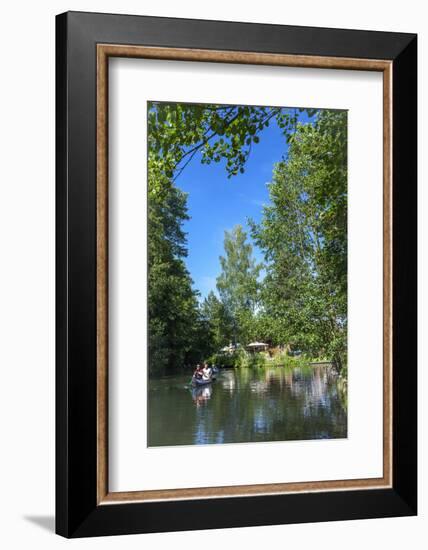 Europe, Germany, Brandenburg, Spreewald (Spree Forest), Leipe, Canoe Driver on Water Canal-Chris Seba-Framed Photographic Print